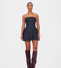 Indigo Lace Up Denim Dress